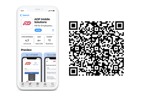 ADP Mobile App Download QR Code for iPhone users